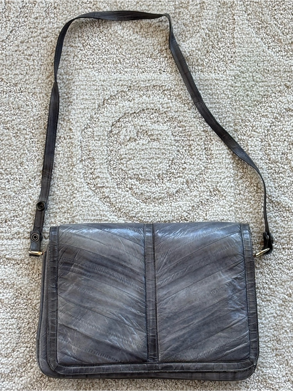 Vintage Silver Grey Eel Skin Clutch/Shoulder Bag
